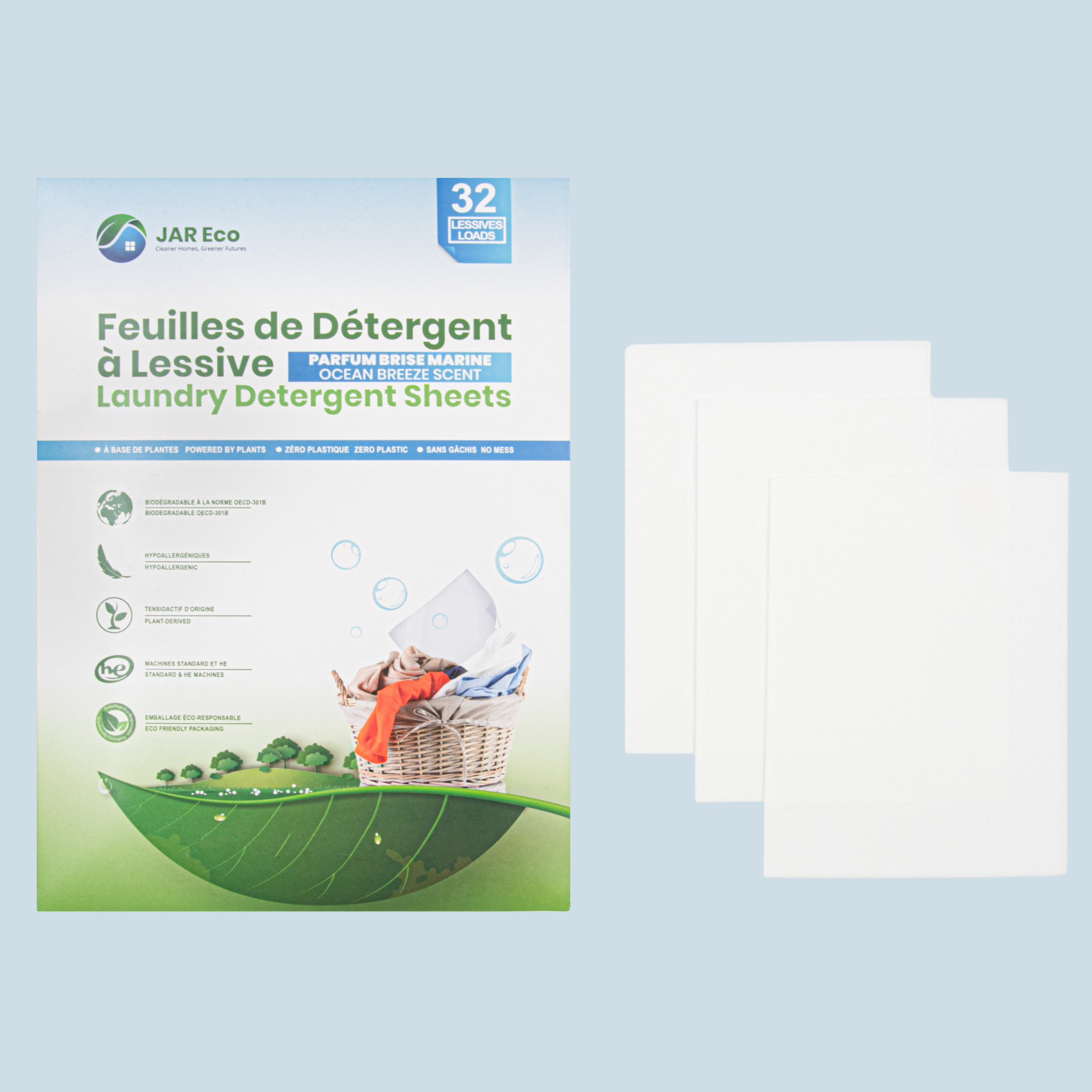 Feuilles de Détergent à Lessive Brise Océane