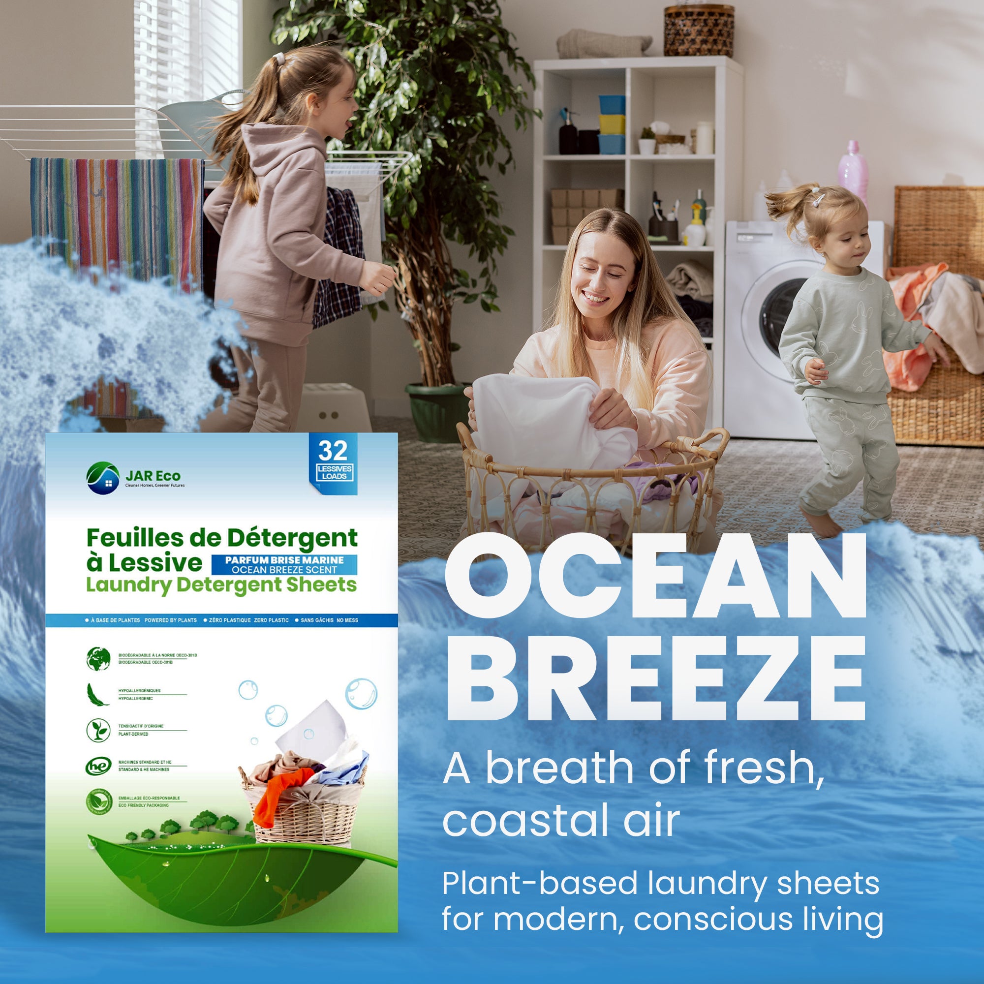 Jar Eco Laundry Sheets - Scent Free or Ocean Breeze