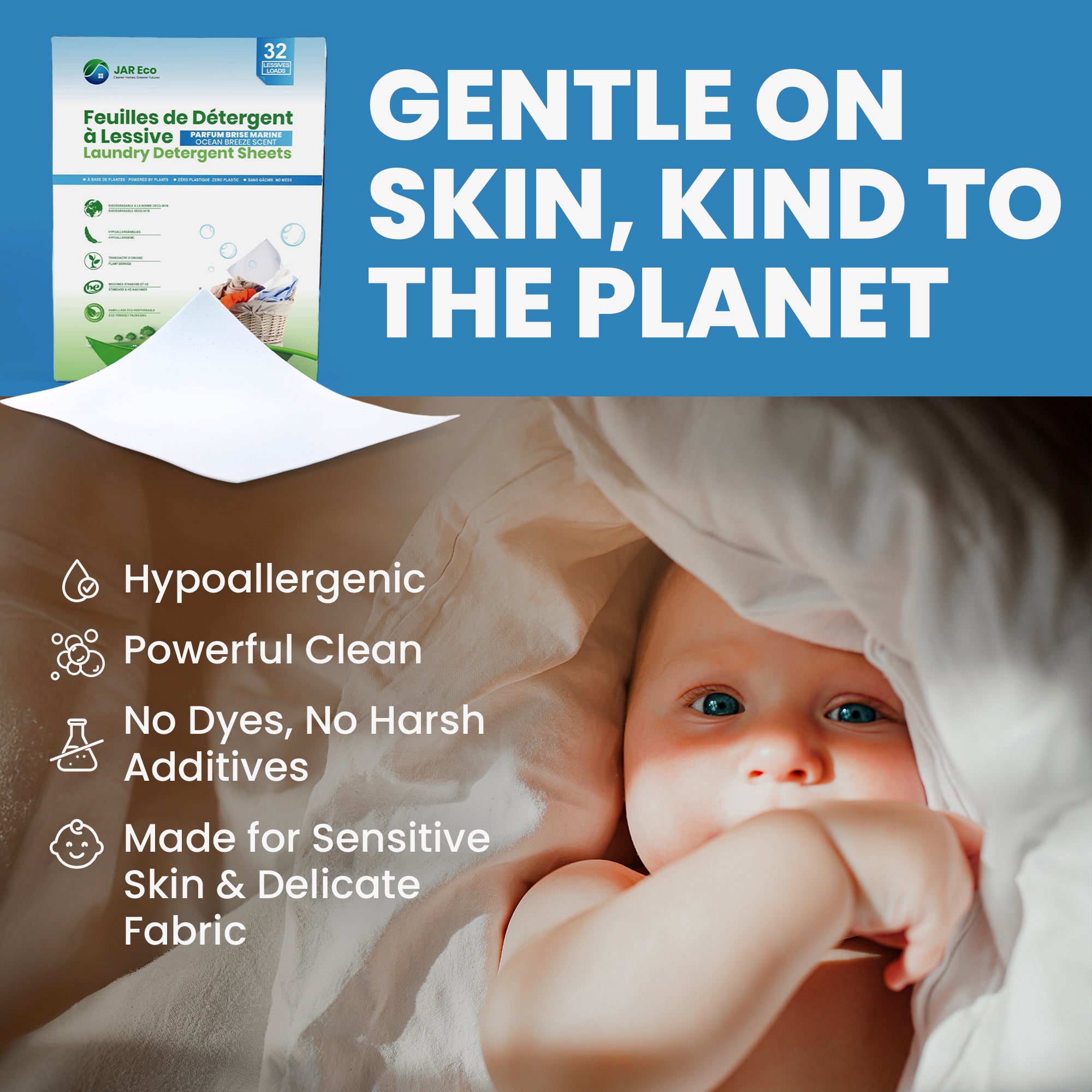 Jar Eco Laundry Sheets - Scent Free or Ocean Breeze