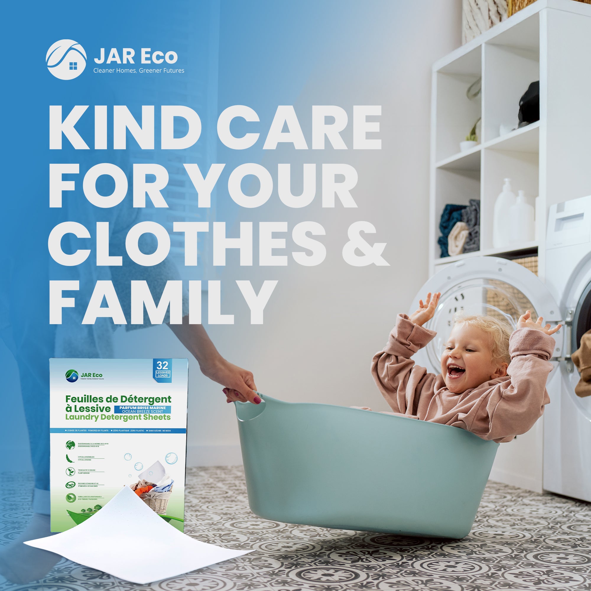 Jar Eco Laundry Sheets - Scent Free or Ocean Breeze
