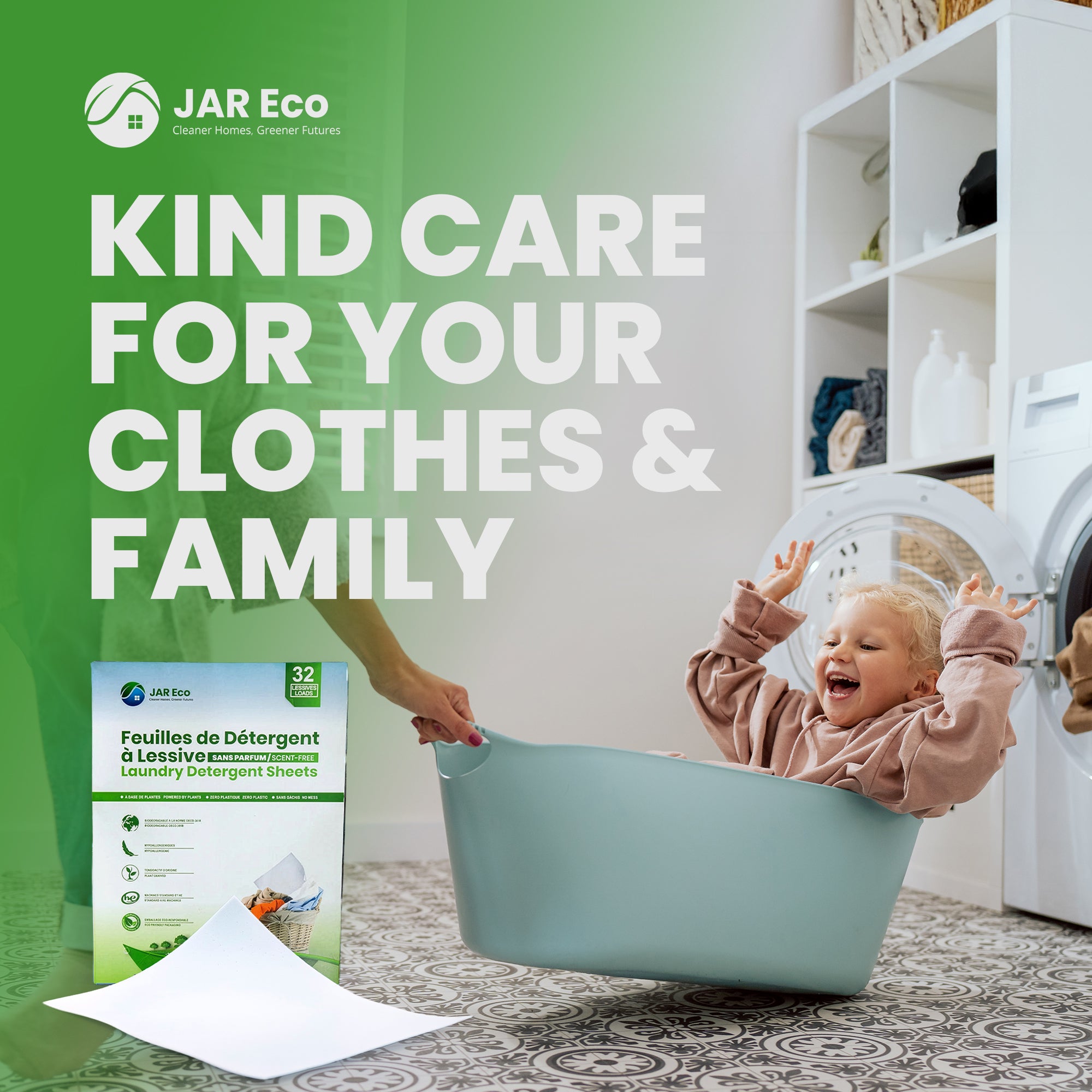 Jar Eco Laundry Sheets - Scent Free or Ocean Breeze